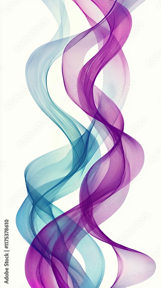 Poster flowing waves of blue and purple create a serene gradient on a clean backdrop
