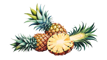 Tropical Pineapple Bliss - Vibrant Watercolor Illustration