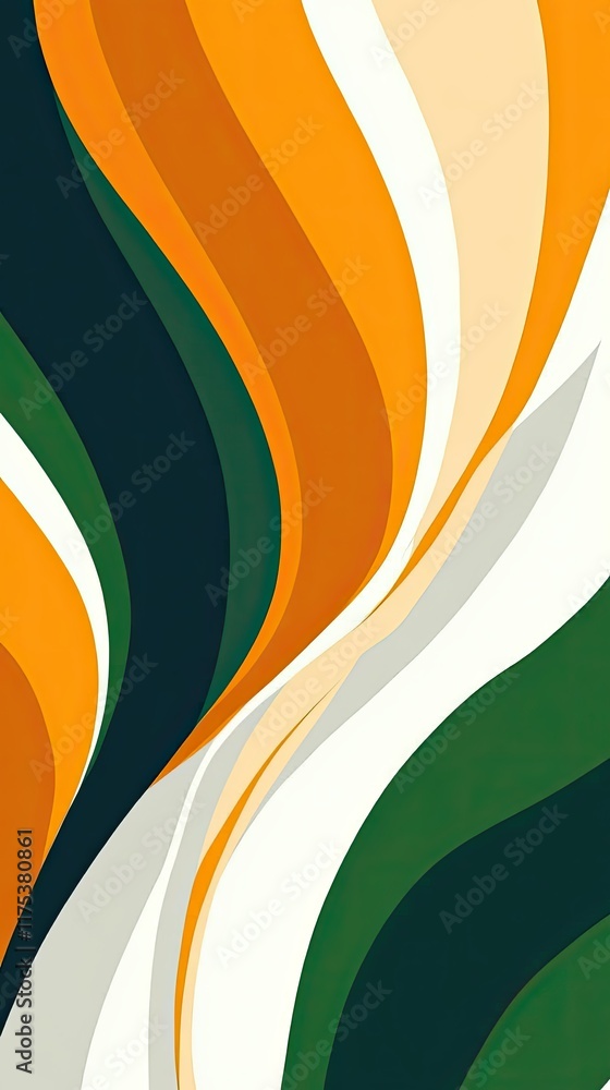 Poster Minimalist Design Showcasing the Gentle Gradient of Irish Flag Colors in an Abstract Composition