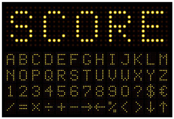 digital scoreboard alphabet, vector illustration