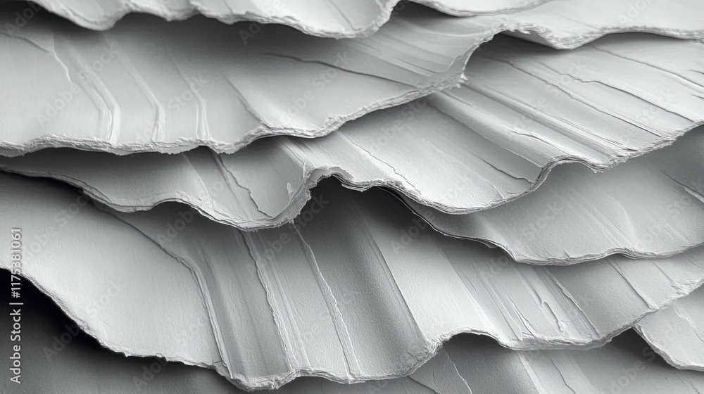 Poster exploring the beauty of layered textures in shades of gray on a minimalist background