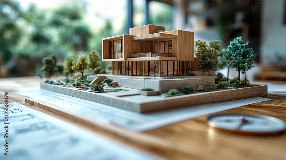 Poster architectural design elements, 3d model showcasing structure, design sketches illustrating concepts,