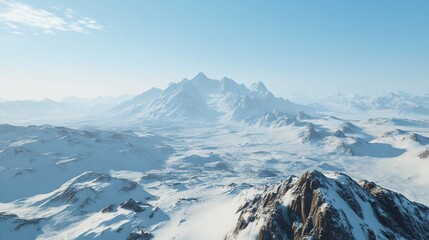 Obraz premium Stunning Aerial View of a Snow-Covered Mountain Range in a Cold, Winter Wonderland