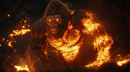 King Kong: Infernal Ape, fiery King Kong in volcanic landscape