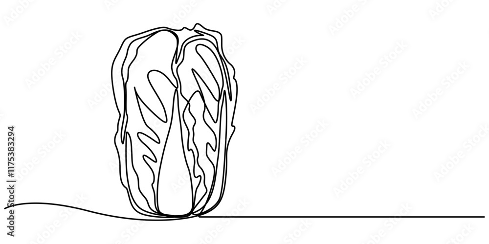 Poster single continuous line drawing whole and cut sliced healthy organic headed cabbage for farm logo ide