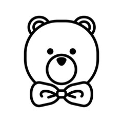 Illustration or icon of a cute and lovely male bear wearing bow tie on his neck