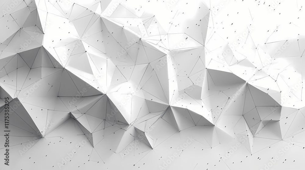 Poster abstract geometric design formed by white triangular shapes on a light background. generative ai