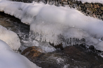 ice and icicles on the river