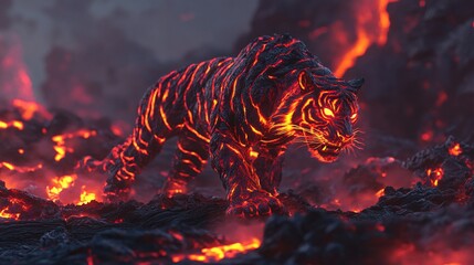 Fiery Lava Tiger: A Digital Masterpiece