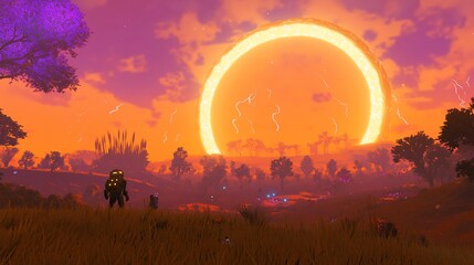 No Man's Sky: Alien Sunset and Ringed Planet