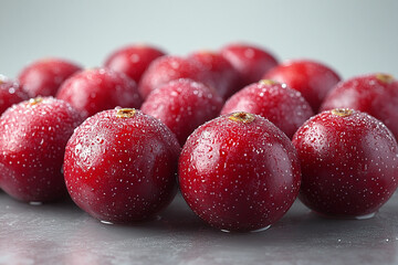 Dewy Red Cranberries Grouped Close Together