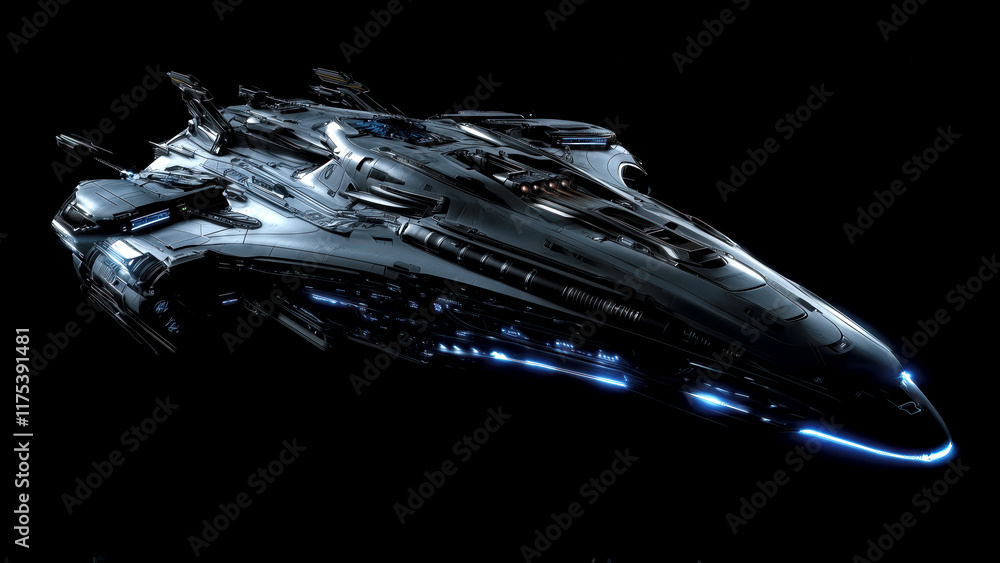 Wall mural generated imagea highly detailed spaceship floats in the depths of space, showcasing an advanced des