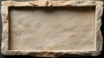 Rustic stone frame with a beige, textured surface. Perfect for adding a natural, earthy feel to your designs.