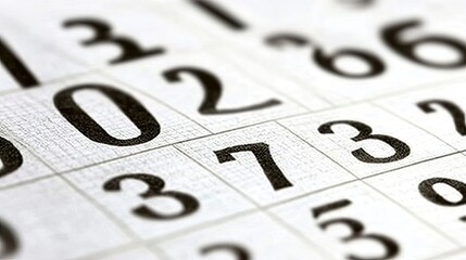 Close-up of numbers printed on a gridded paper. Useful for concepts related to mathematics, accounting, finance, or data analysis.