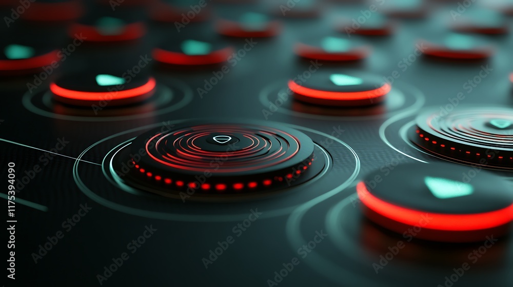 Poster illuminated circular control panel interface design