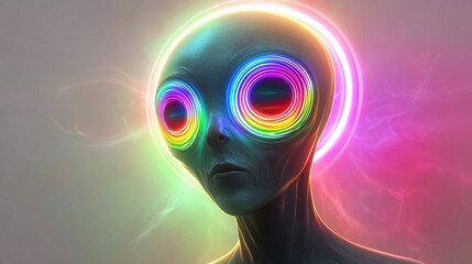 Obraz premium Rainbow Alien: Psychedelic Extraterrestrial Portrait