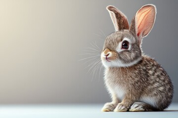 Obraz premium Adorable Bunny on Peach Background
