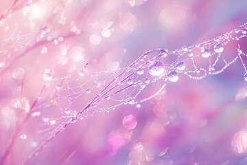 Morning Dew Drops on Spiderwebs Glistening Beautifully in the Soft Sunlight