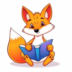 Obraz premium Charming Fox Reading a Book 