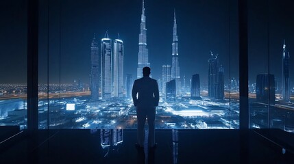 Night Cityscape: A Businessman's Vision