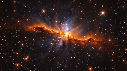 Vibrant galactic nebula glowing in space with countless stars twinkling brightly