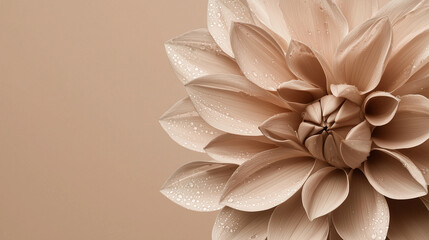 Fototapeta premium macro flower with dew drops close-up in trend color 2025 mocha mousse