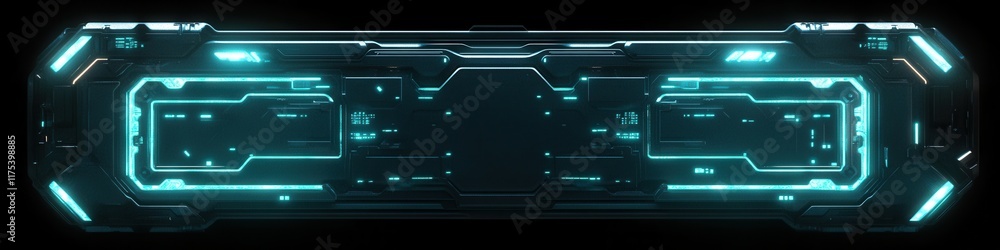 Aufkleber cyan circuitry on black, a sleek black backdrop illuminated by vibrant cyan lines resembling intrica