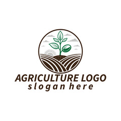 Unique natural landscape eco hemp agriculture farm organic logo