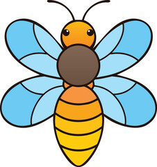 Adorable Cartoon Bee Illustration with Vibrant Colors and Minimalist Vector Design