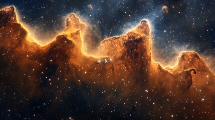 Obraz premium Ethereal nebula with soft glowing light and stars scattered across deep cosmic space