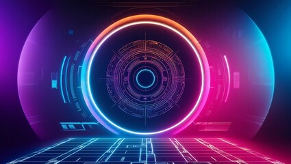 Obraz premium 3D Digital Wallpaper: Futuristic Blue and Purple Graphics for a Tech-Inspired Future