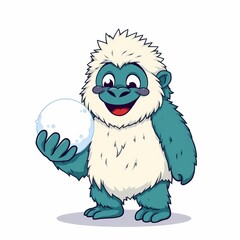 Fototapeta premium Playful Yeti with Snowball 