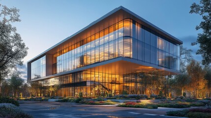 Obraz premium Modern laboratory building with clean lines and specialized ventilation features