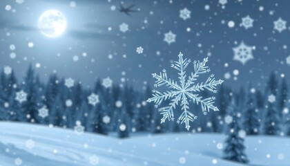 Detailed Snowflake in a Winter Wonderland Scene