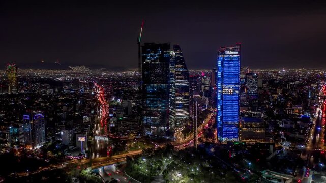 Beautiful aerial hyperlapse footage of the capital of Mexico city.