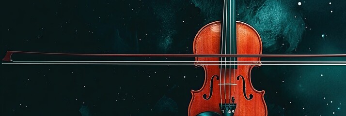 Enchanting Melodies Emerge From the Moonlight, as a Violin Plays Under the Starry Night Sky
