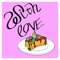Cake on Pink Background with Hand Lettering