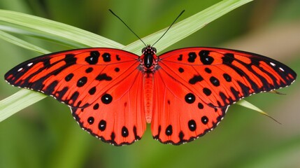 Obraz premium Crimson-Spotted Lacewing Butterfly: A Vivid Jewel of Nature
