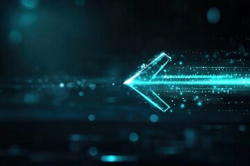 A glowing arrow moving through a futuristic digital network, concept of boosting internet speed, artistic