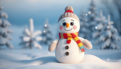 Fototapeta premium Adorable Snowman in a Winter Wonderland