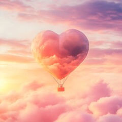 Fototapeta premium A_whimsical_hot_air_balloon_shaped_like_a_heart