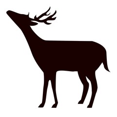Deer silhouette isolated over white background.graceful deer silhouette element for use in designs.deer symbol vector for fantasy art and wildlife related projects.antler buck icon.standing deer icon.