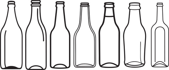 Black water bottles set vector illustration 