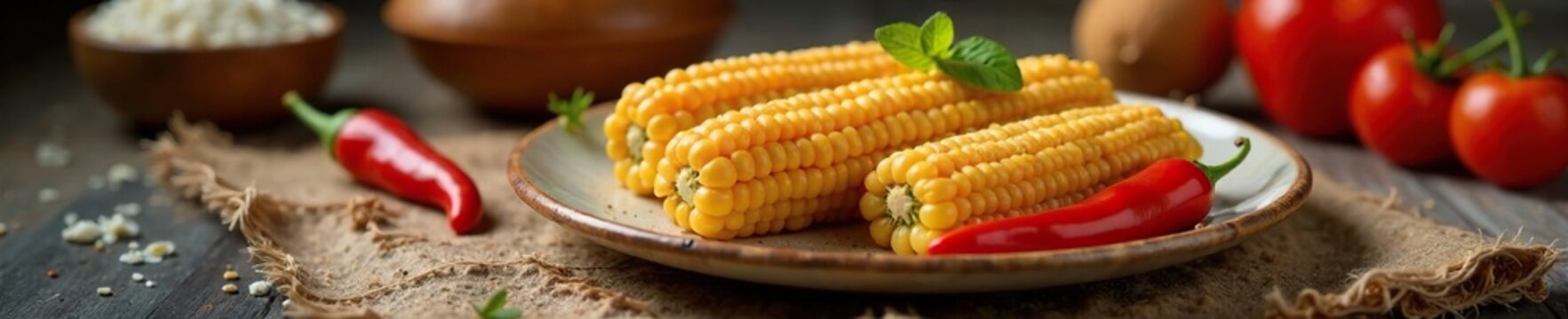 Peperone corno rosso a colazione su un tovagliolo bianco, cucina del mattino, frutta