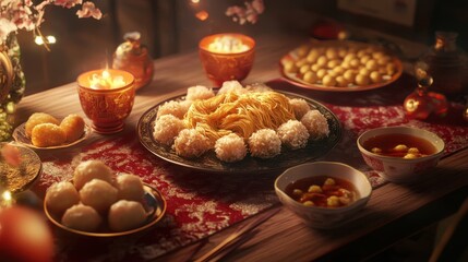 Fototapeta premium Artistic Chinese New Year Food Presentation