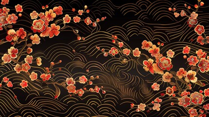 japanese flower seamless pattern wallpaper