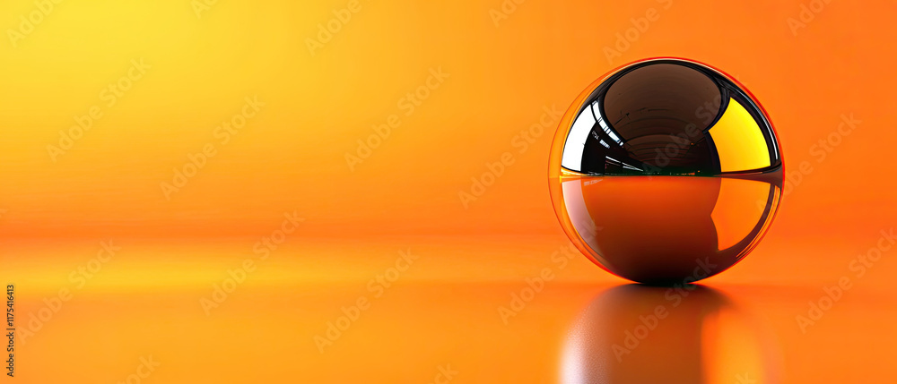 Aufkleber shiny spherical object on gradient orange background