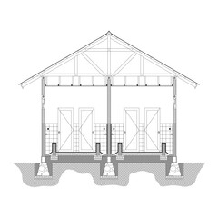 House cross section, view on inside room