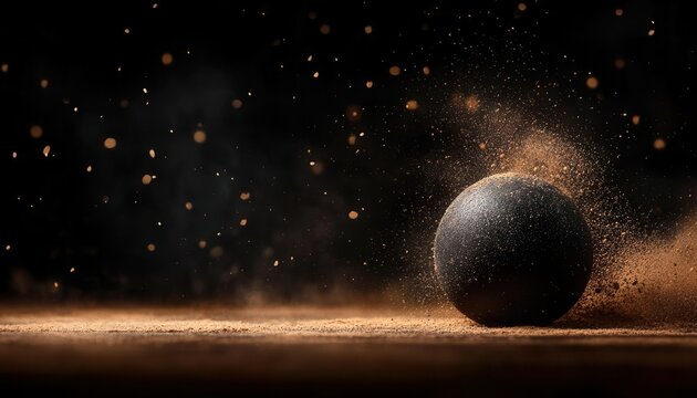 A medicine ball being slammed onto a mat, blank space for captions, explosive power template, dynamic