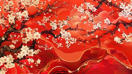 japanese flower seamless pattern wallpaper